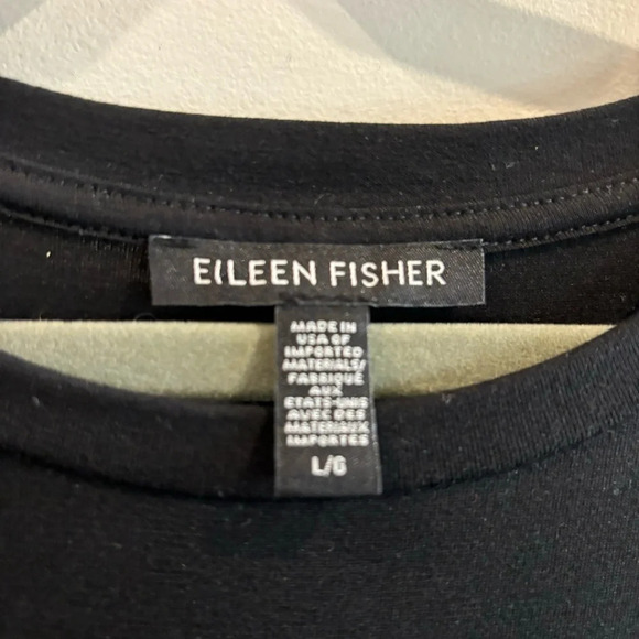 EILEEN FISHER Sz L 99% Tencell Ruffle Hem Drop Shoulder Midi Length Shift Dress - Picture 7 of 7